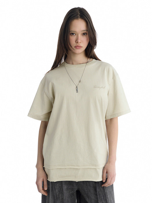 Wconcept_Treemingbird Open Back Detail T-Shirt [ Light Beige ]