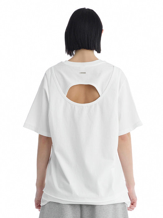 Wconcept_Treemingbird Open Back Detail T-Shirt [ White ]