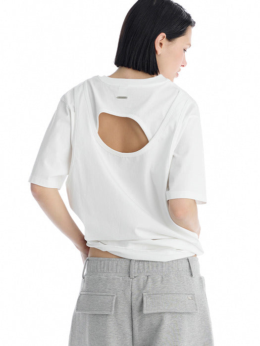 Wconcept_Treemingbird Open Back Detail T-Shirt [ White ]