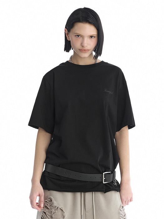 Wconcept_Treemingbird Open Back Detail T-Shirt [ Black ]