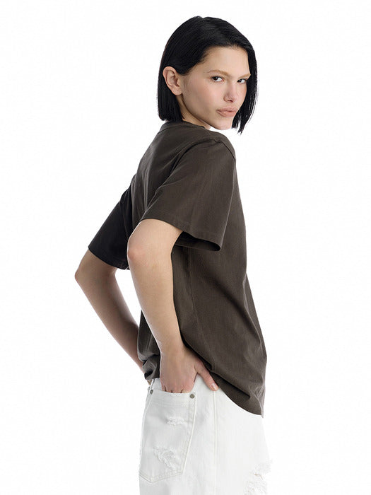Wconcept_Treemingbird Essential Regular-Fit T-Shirt [ Brown ]