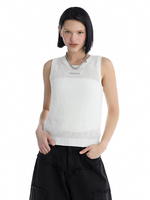 Wconcept_Treemingbird Essential Ribbed Sleeveless Knit Top [ White ]