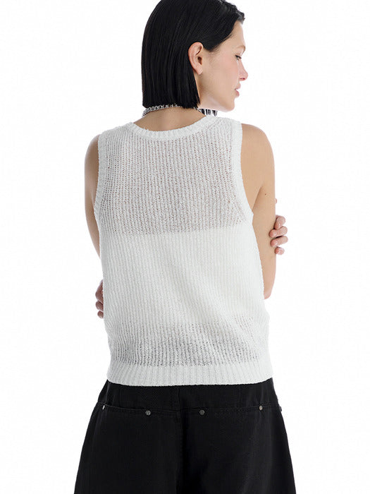 Wconcept_Treemingbird Essential Ribbed Sleeveless Knit Top [ White ]