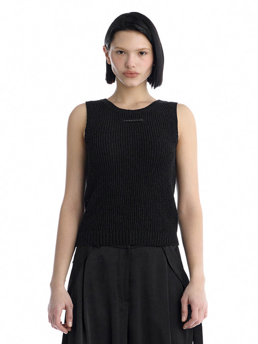 Wconcept_Treemingbird Essential Ribbed Sleeveless Knit Top [ Black ]
