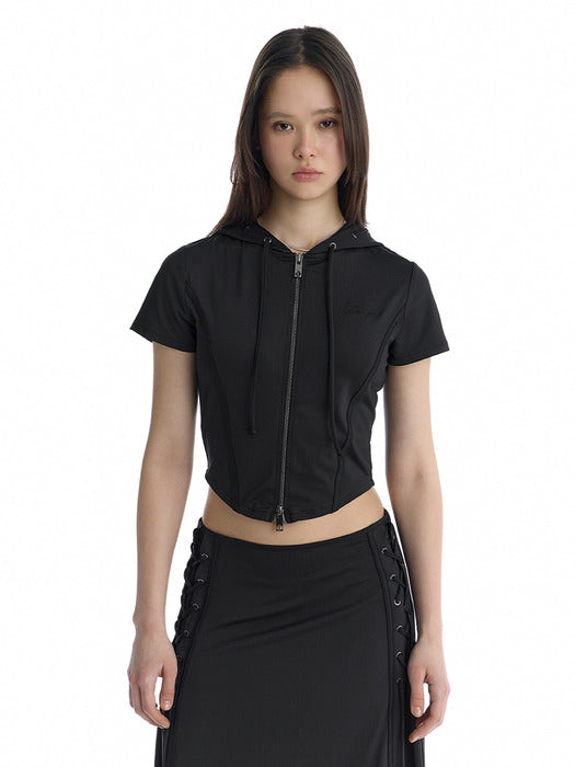 Wconcept_Treemingbird Jersey Set-Up Hoodie Zip-Up [ Black ]