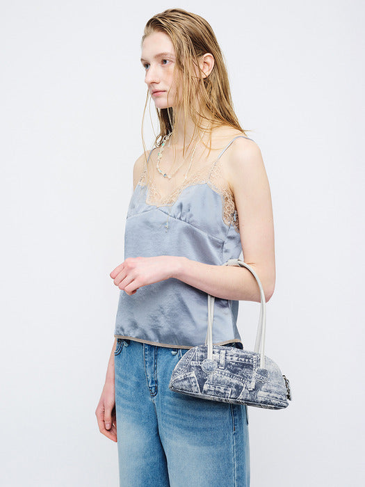 Margesherwood Bessette Shoulder light grey printed suede+crinkle