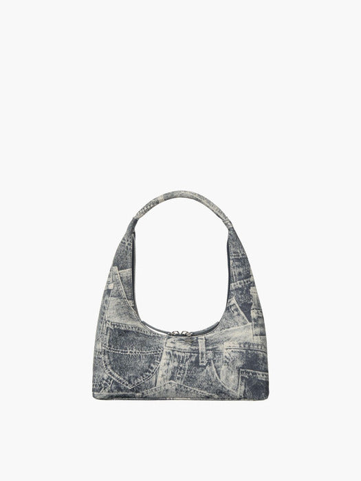 Margesherwood Hobo Shoulder light grey printed suede