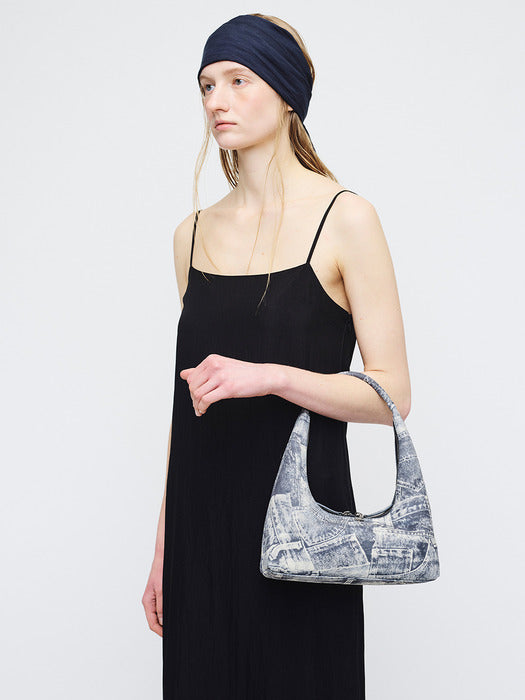 Margesherwood Hobo Shoulder light grey printed suede