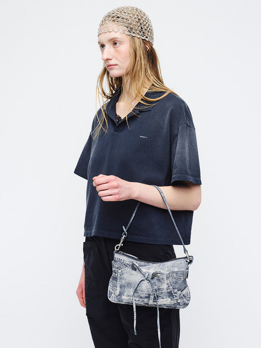 Margesherwood Ribbon Pochette light grey printed suede