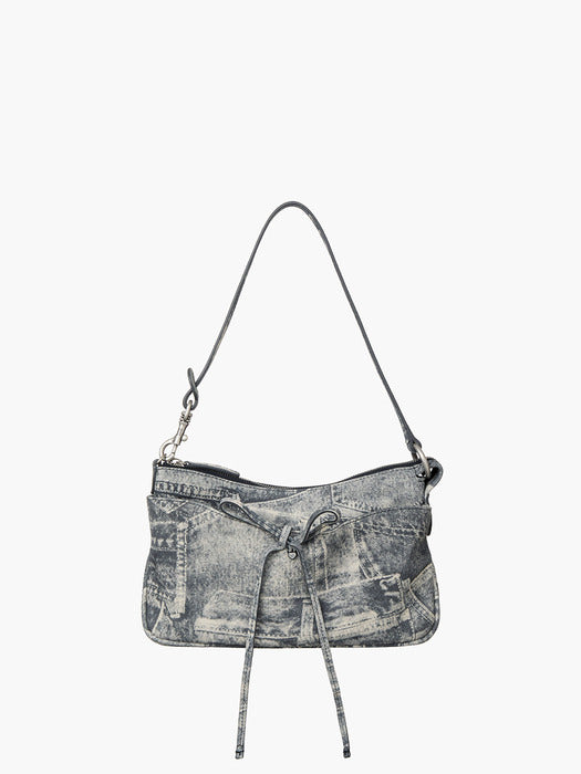 Margesherwood Ribbon Pochette light grey printed suede