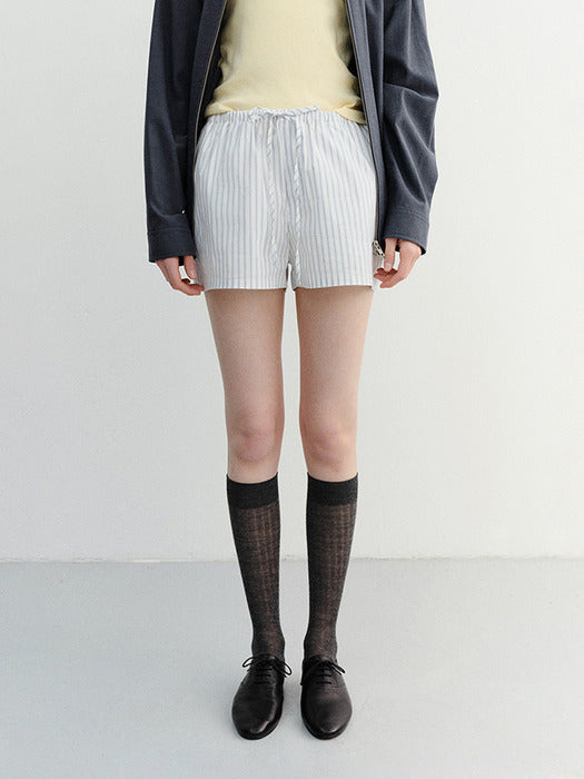 Dunst Pajama Mini Shorts White Stripe