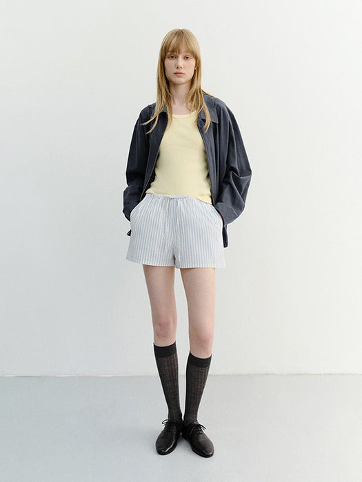 Dunst Pajama Mini Shorts White Stripe