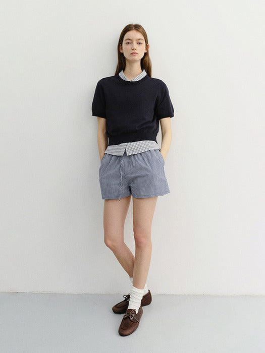 Dunst Pajama Mini Shorts Navy Check