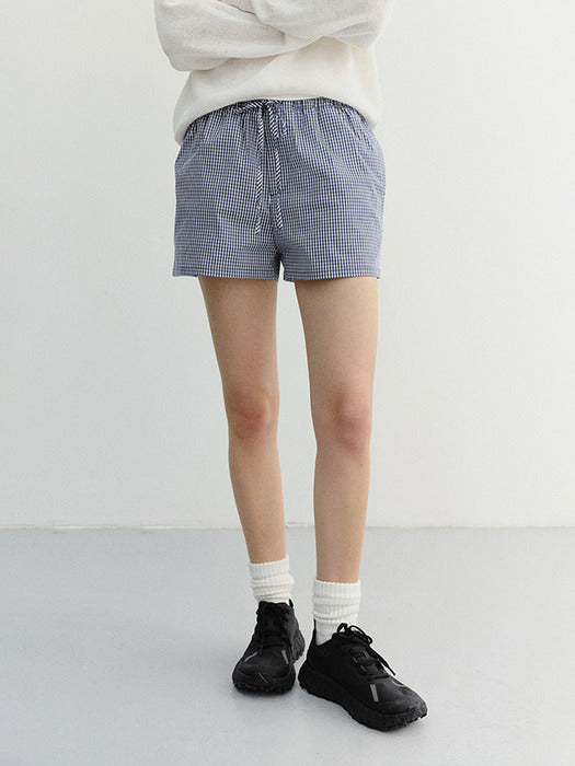Dunst Pajama Mini Shorts Navy Check