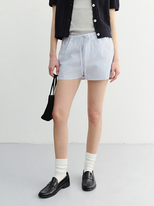 Dunst Pajama Mini Shorts Soft Blue Stripe