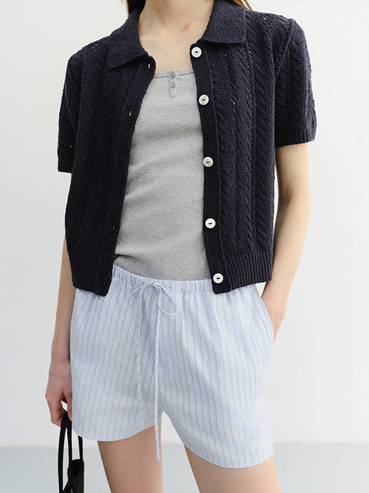 Dunst Pajama Mini Shorts Soft Blue Stripe