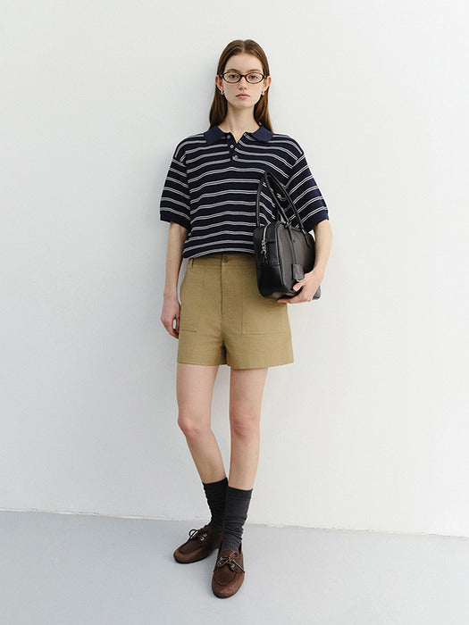 Dunst Cotton Safari Shorts Khaki Beige