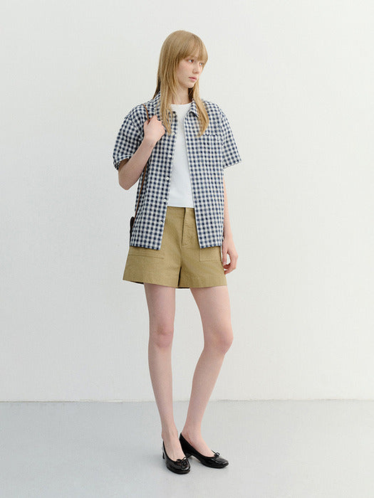 [dunst] Cotton Safari Shorts Khaki BEIGE_UDPA6B245I3