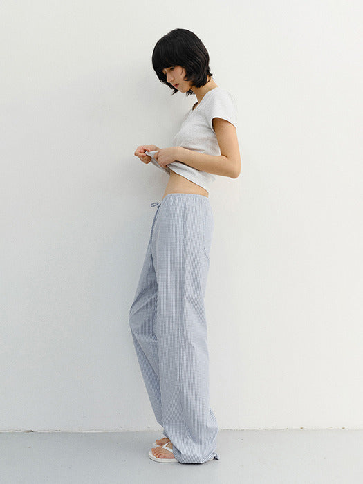 Dunst Pajama String Pants Soft Blue Check