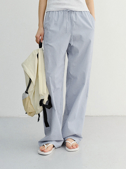Dunst Pajama String Pants Soft Blue Check