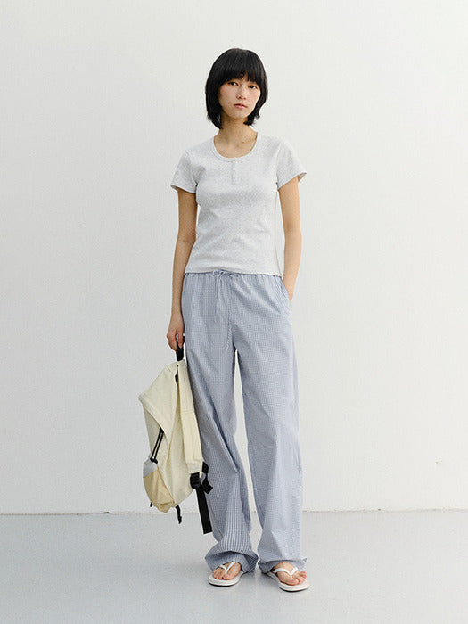 Dunst Pajama String Pants Soft Blue Check