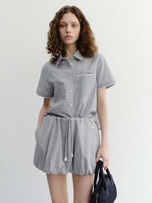 Dunst Mini Volumed Skirt Melange Grey