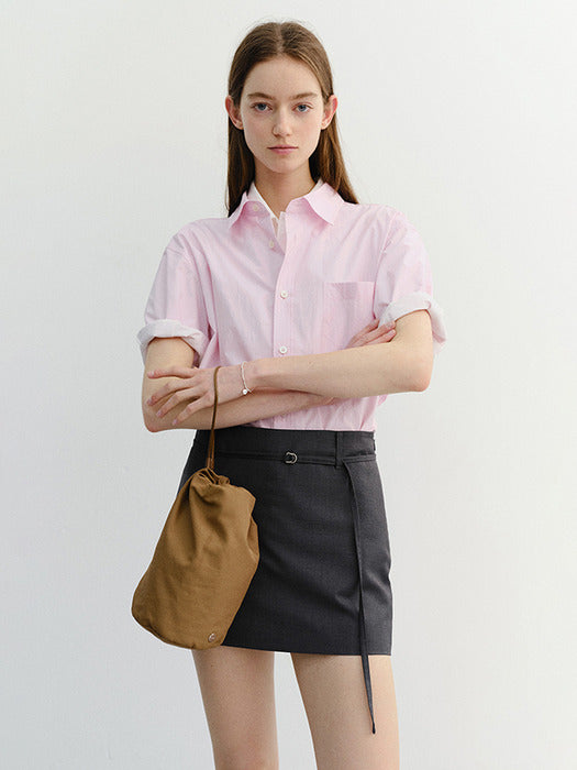 Dunst Belted Mini Skirt Charcoal Grey
