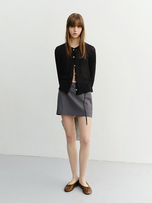 Dunst Belted Mini Skirt Charcoal Grey