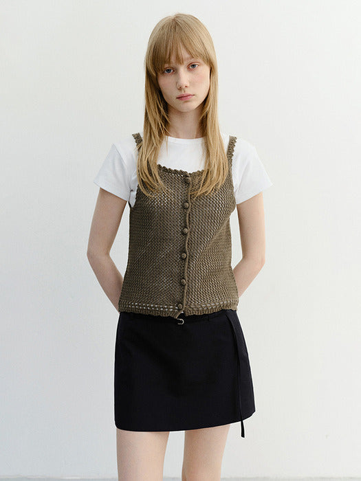 Dunst Belted Mini Skirt Deep Navy