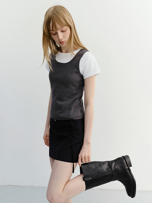 Dunst Belted Mini Skirt Deep Navy