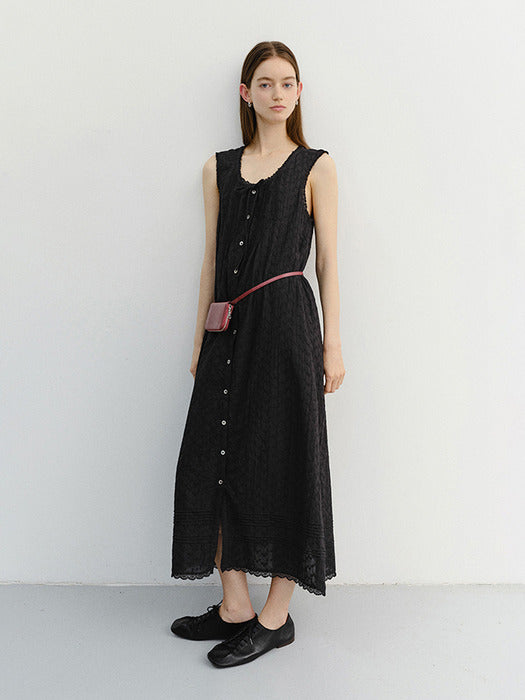 Dunst Needlework Babydoll Dress Black