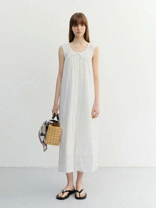 Dunst Needlework Babydoll Dress White