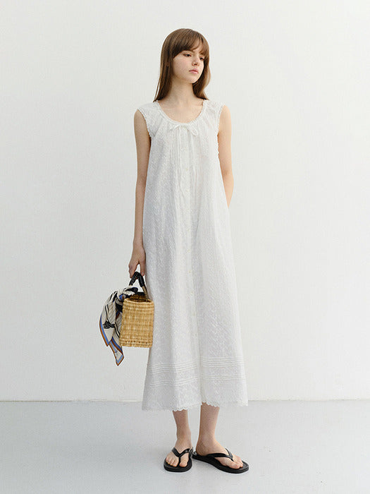 Dunst Needlework Babydoll Dress White