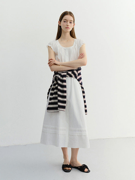 Dunst Sleeveless Shirring Dress White