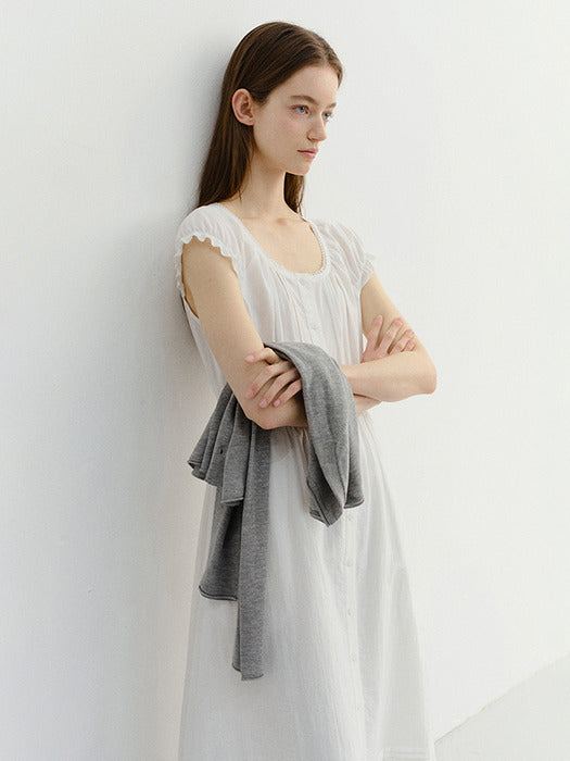 Dunst Sleeveless Shirring Dress White