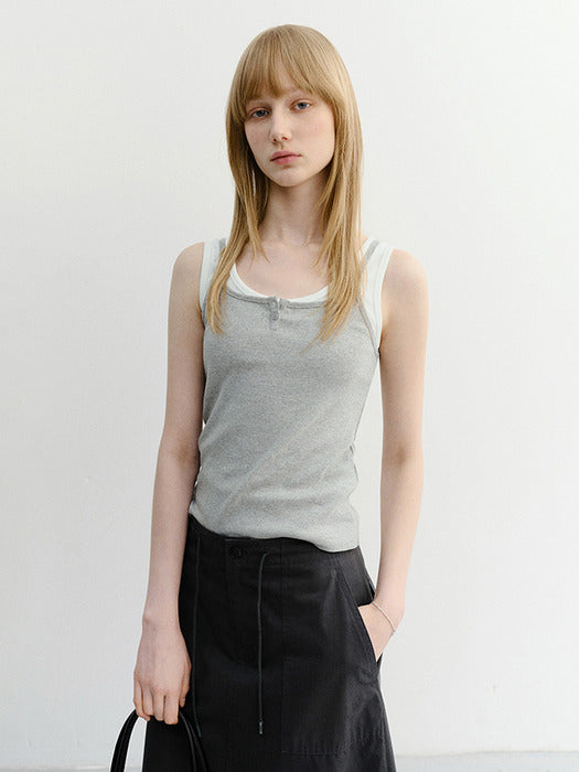 Dunst Petit Sleeveless Top Melange Grey