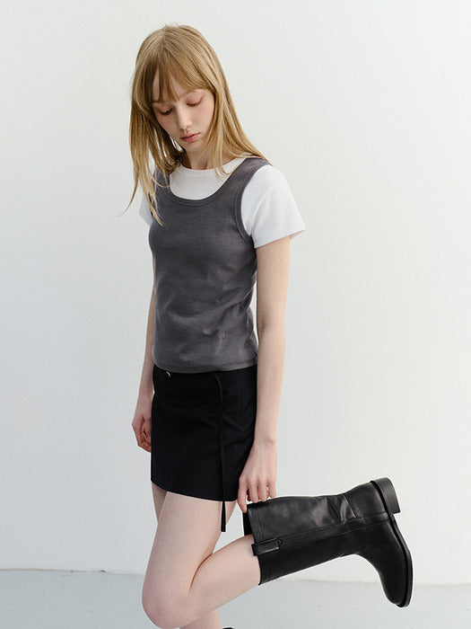 Dunst Essential Sleeveless Top Charcoal Grey