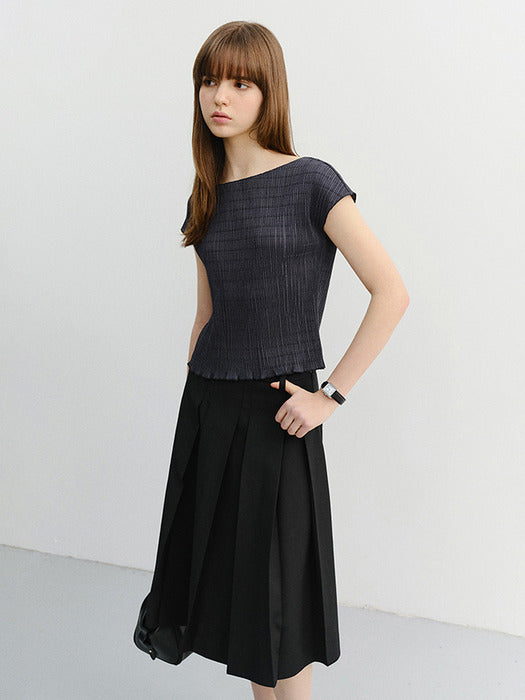 Dunst Pleats Blouse Charcoal Grey