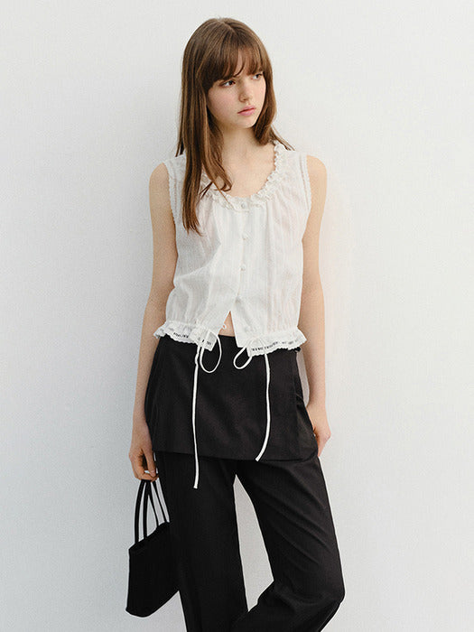 Dunst Frill Sleeveless Blouse White