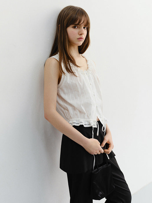 Dunst Frill Sleeveless Blouse White