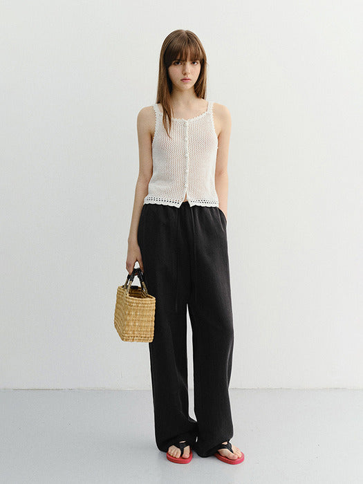 Dunst Crochet Bustier Knit Top Ivory