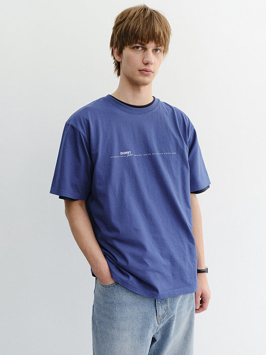 [dunst] Unisex Minimal Lettering T-Shirt BLUE_UDTS6B147B2