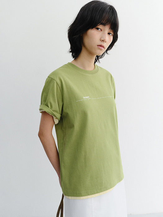 Dunst Unisex Minimal Lettering T-Shirt Olive Green