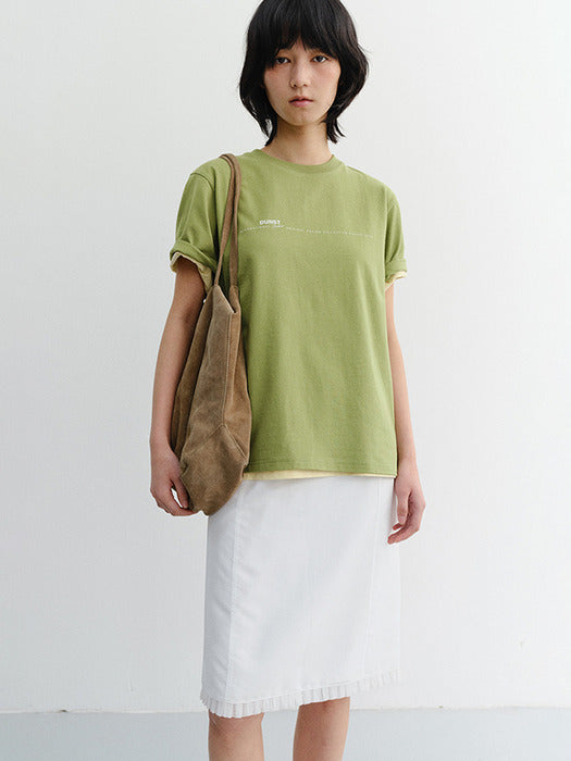 Dunst Unisex Minimal Lettering T-Shirt Olive Green