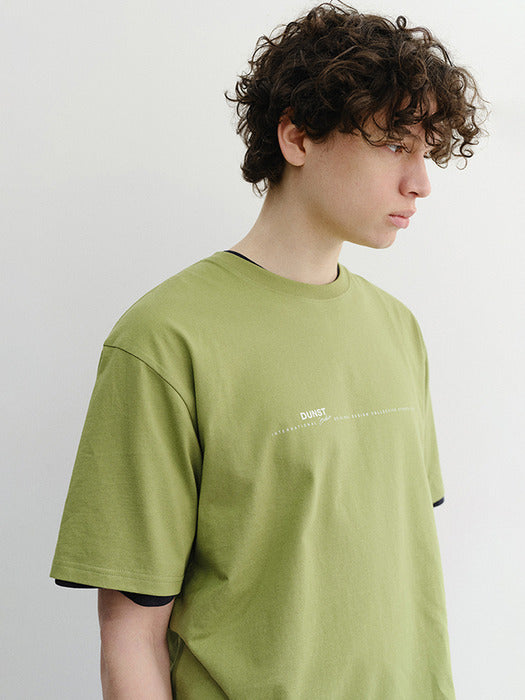 Dunst Unisex Minimal Lettering T-Shirt Olive Green