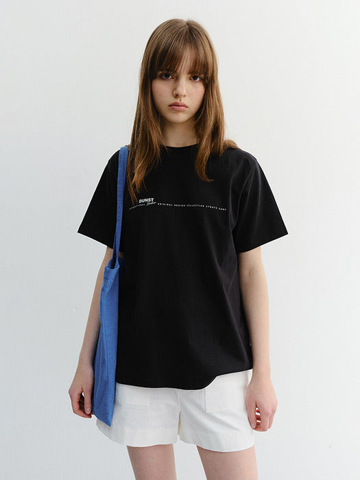 Dunst Unisex Minimal Lettering T-Shirt Black