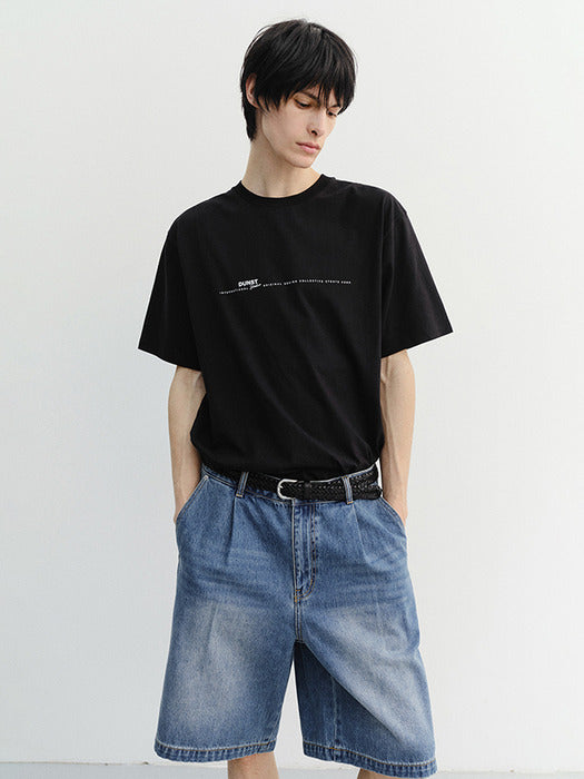 Dunst Unisex Minimal Lettering T-Shirt Black