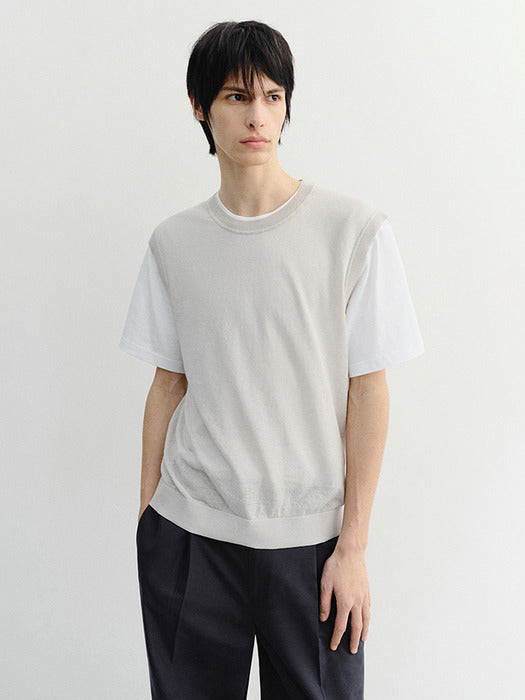 Dunst Unisex Sheer Layering Knit Vest Light Grey