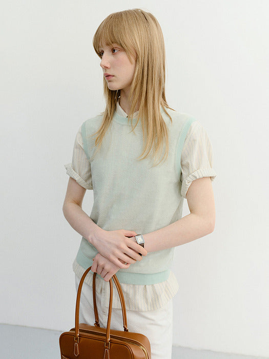 Dunst Unisex Sheer Layering Knit Vest Mint