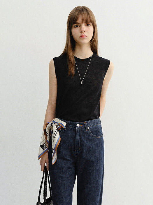Dunst Unisex Sheer Layering Knit Vest Black